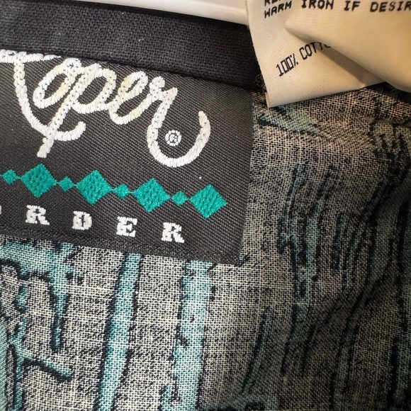 Vintage Roper Border Size Small Button Down Shirt Turquoise Black Aztec Western - Picture 4 of 6